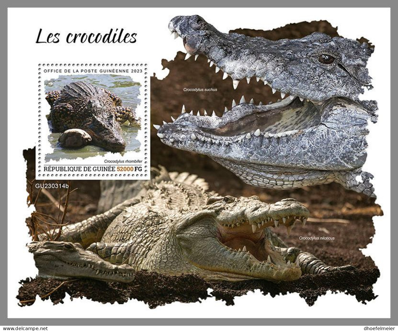 GUINEA REP. 2023 MNH Crocodiles Krokodile S/S – OFFICIAL ISSUE – DHQ2417 - Autres & Non Classés