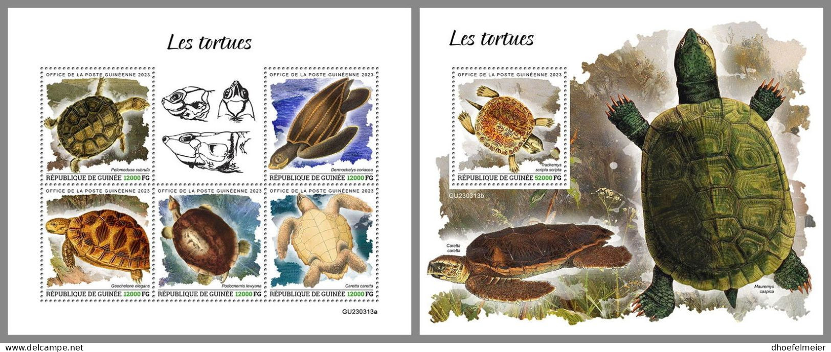 GUINEA REP. 2023 MNH Turtles Schildkröten M/S+S/S – OFFICIAL ISSUE – DHQ2417 - Tartarughe