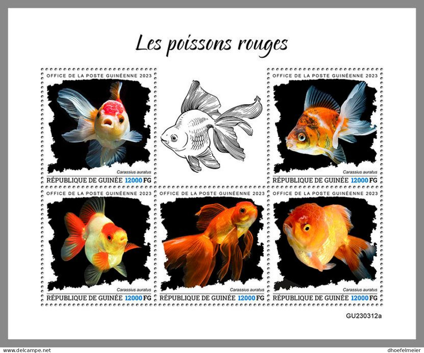 GUINEA REP. 2023 MNH Goldfish Goldfische M/S – OFFICIAL ISSUE – DHQ2417 - Fische