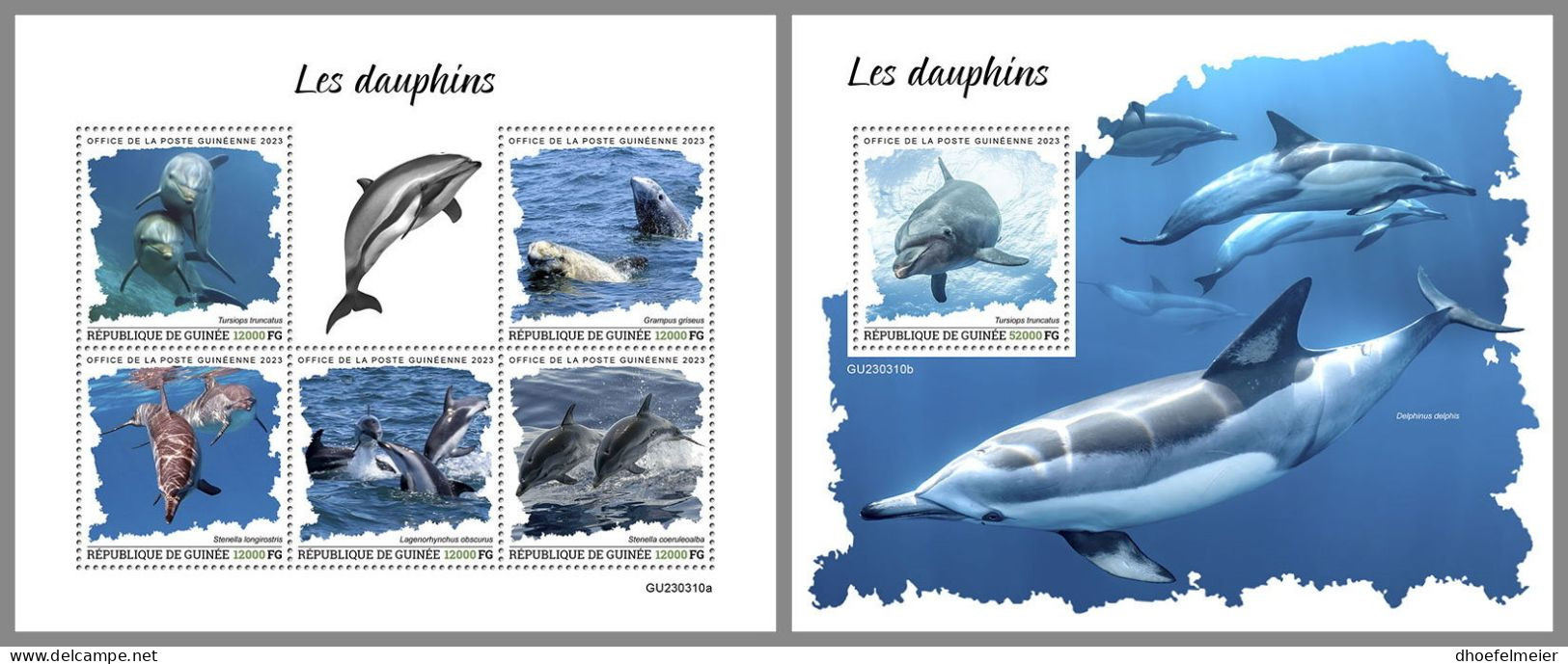 GUINEA REP. 2023 MNH Dolphins Delphine M/S+S/S – OFFICIAL ISSUE – DHQ2417 - Dolfijnen