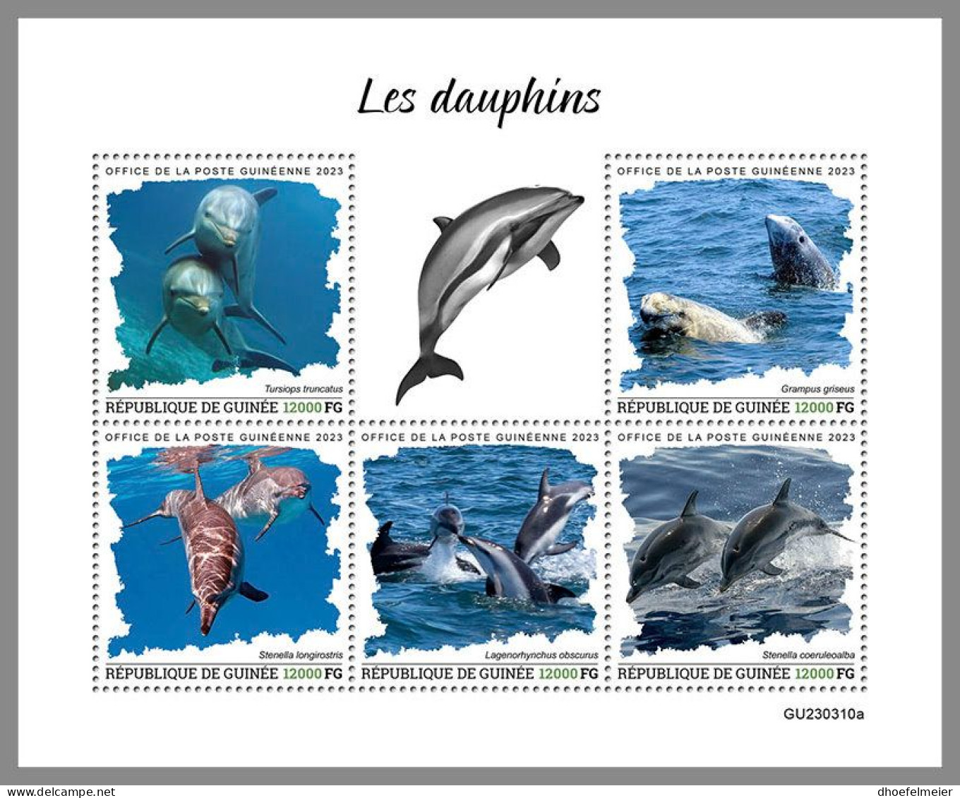 GUINEA REP. 2023 MNH Dolphins Delphine M/S – OFFICIAL ISSUE – DHQ2417 - Dolfijnen