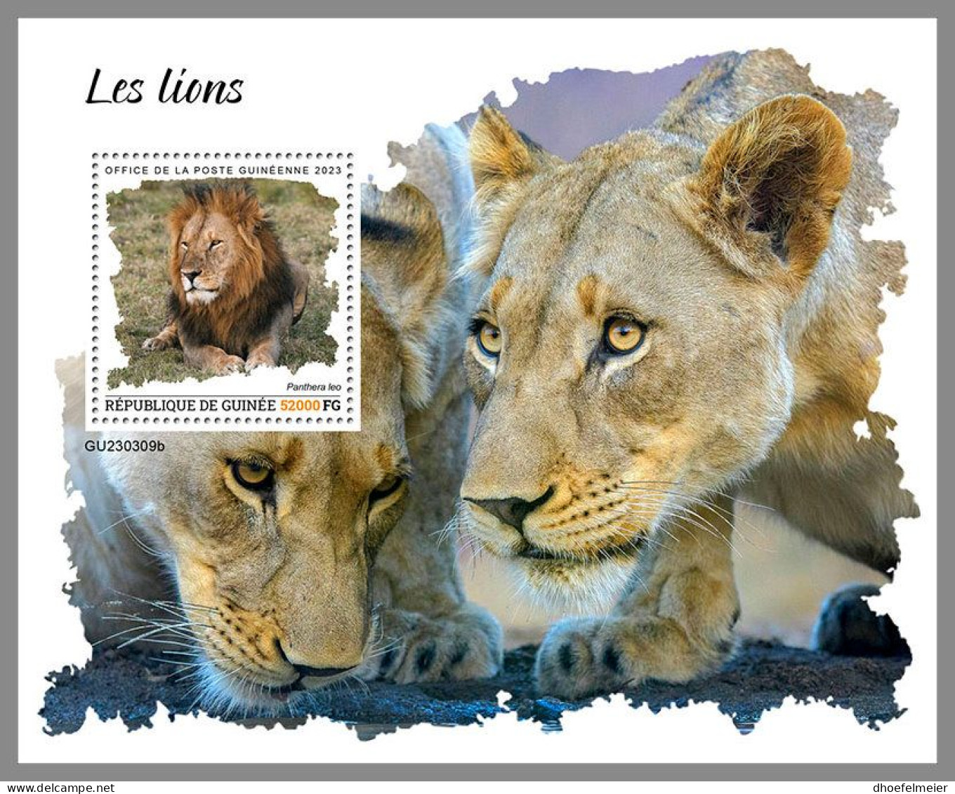 GUINEA REP. 2023 MNH Lions Löwen S/S – OFFICIAL ISSUE – DHQ2417 - Raubkatzen