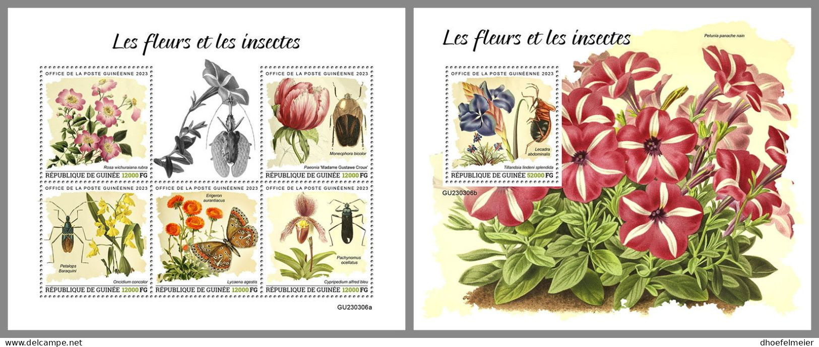 GUINEA REP. 2023 MNH Flowers Insects Blumen Insekten M/S+S/S – OFFICIAL ISSUE – DHQ2417 - Sonstige & Ohne Zuordnung