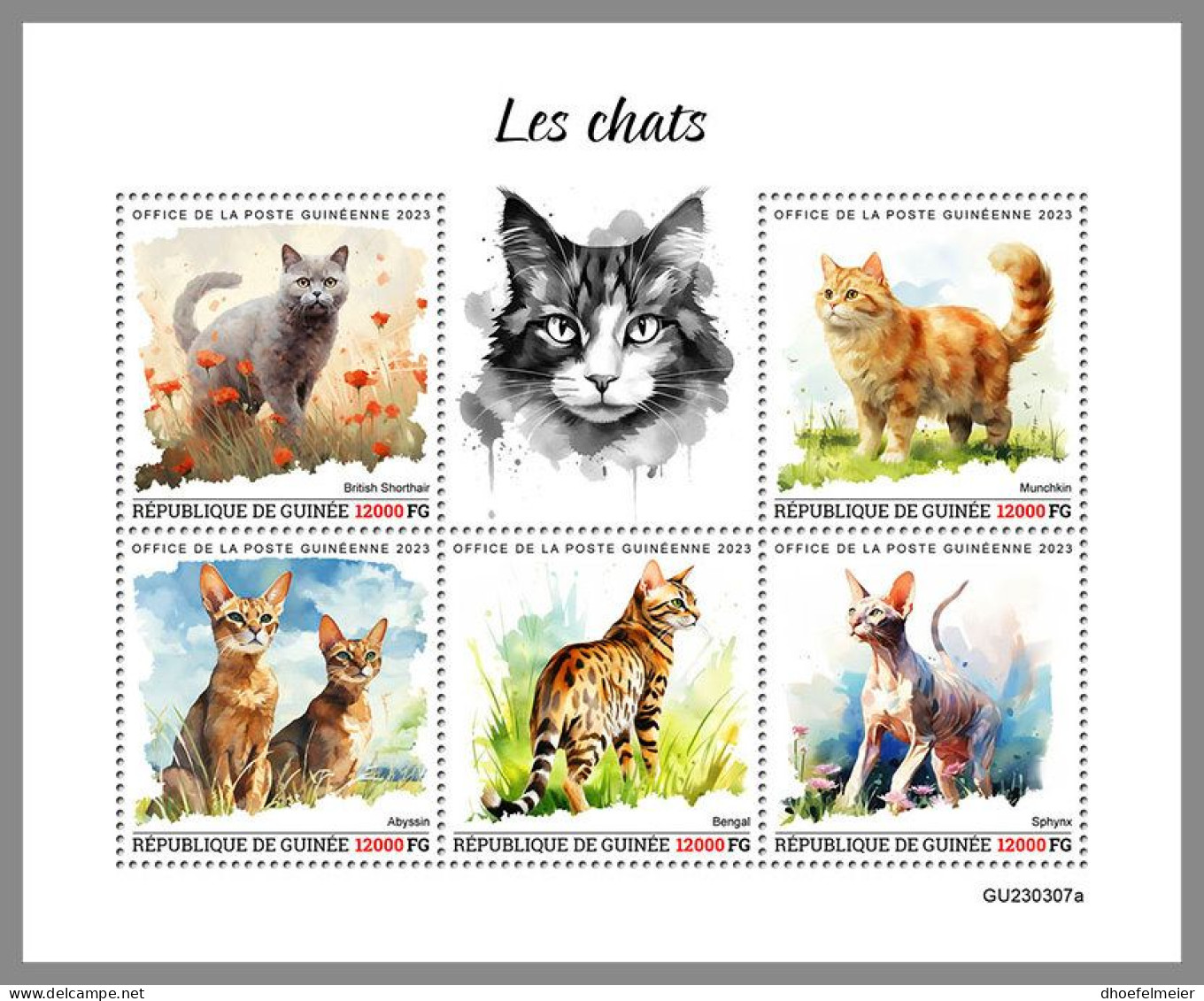 GUINEA REP. 2023 MNH Cats Katzen M/S – OFFICIAL ISSUE – DHQ2417 - Chats Domestiques