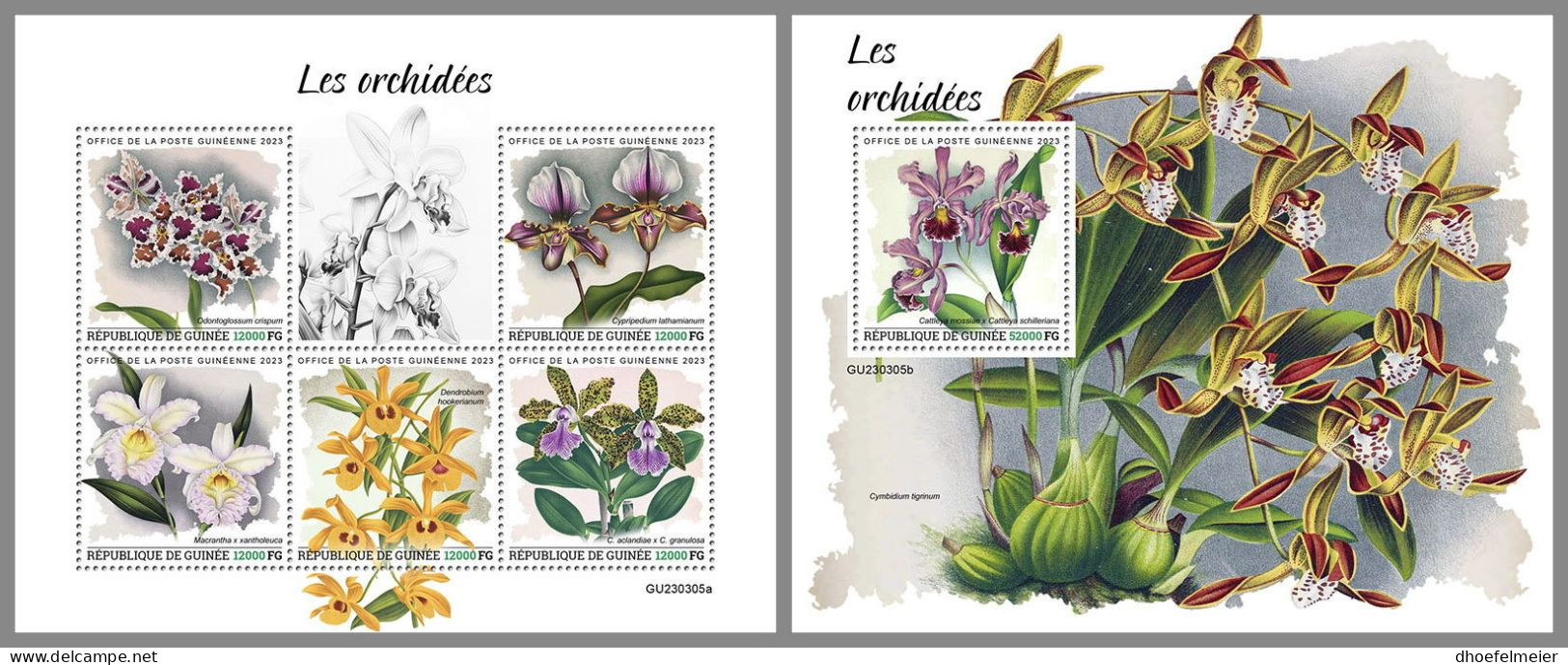 GUINEA REP. 2023 MNH Orchids Orchideen M/S+S/S – OFFICIAL ISSUE – DHQ2417 - Orquideas