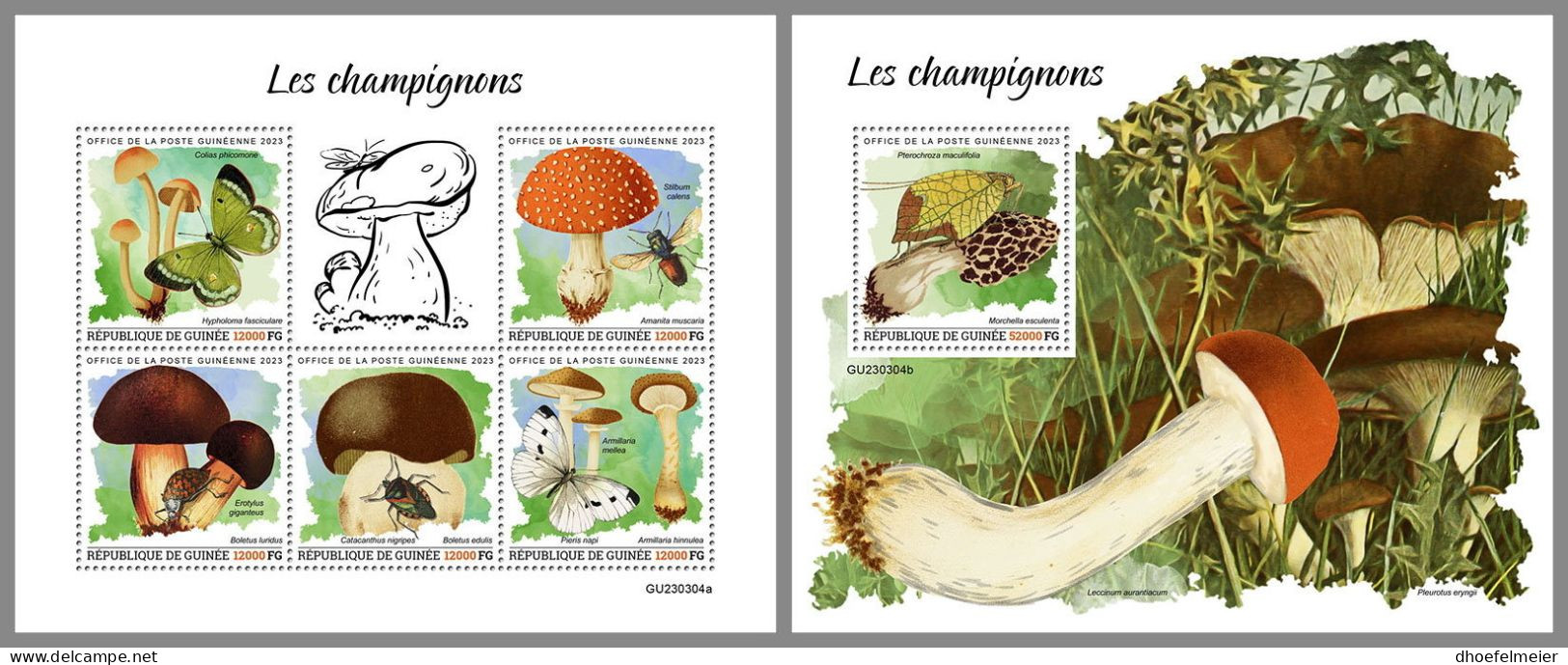 GUINEA REP. 2023 MNH Mushrooms Pilze M/S+S/S – OFFICIAL ISSUE – DHQ2417 - Funghi