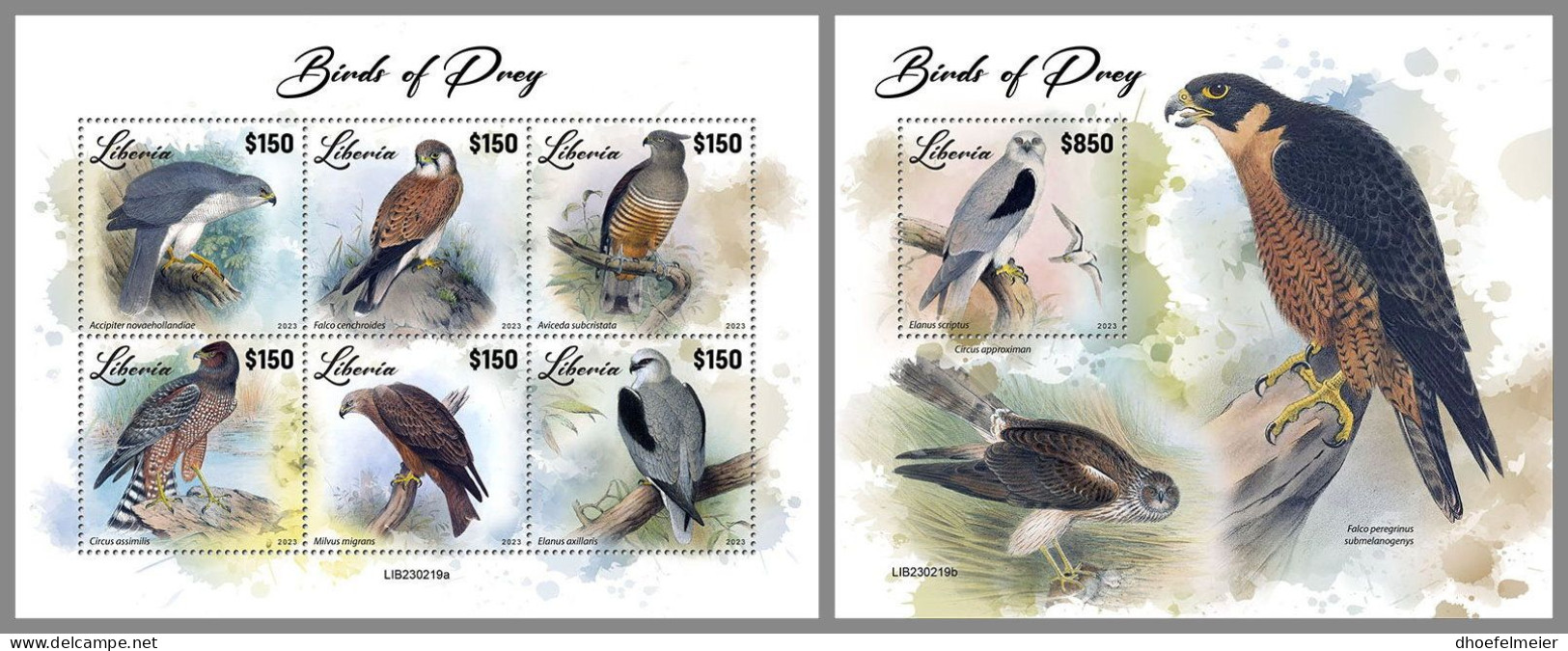 LIBERIA 2023 MNH Birds Of Preys Greifvögel Raubvögel M/S+S/S – OFFICIAL ISSUE – DHQ2417 - Adler & Greifvögel