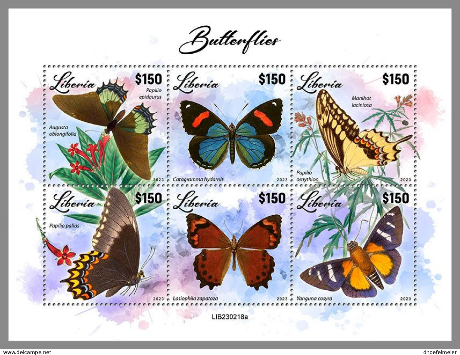 LIBERIA 2023 MNH Butterflies Schmetterlinge M/S – OFFICIAL ISSUE – DHQ2417 - Butterflies