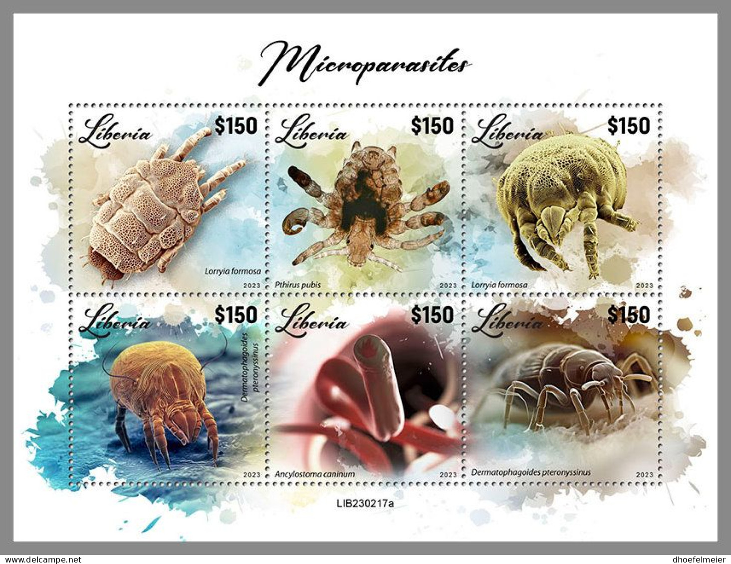 LIBERIA 2023 MNH Microparasites Mikroparasiten M/S – OFFICIAL ISSUE – DHQ2417 - Other & Unclassified