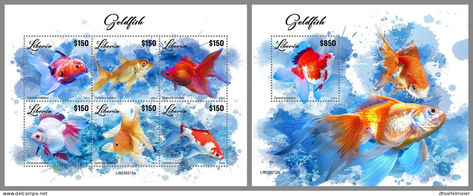 LIBERIA 2023 MNH Goldfish Goldfische M/S+S/S – OFFICIAL ISSUE – DHQ2417 - Fishes