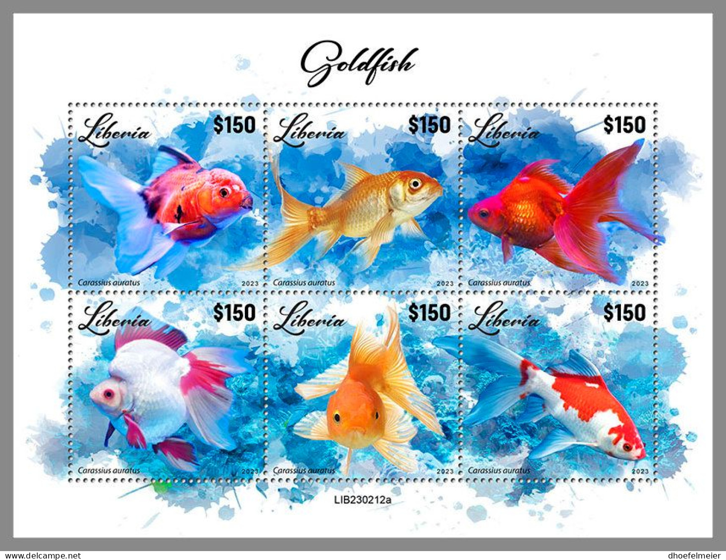 LIBERIA 2023 MNH Goldfish Goldfische M/S – OFFICIAL ISSUE – DHQ2417 - Poissons