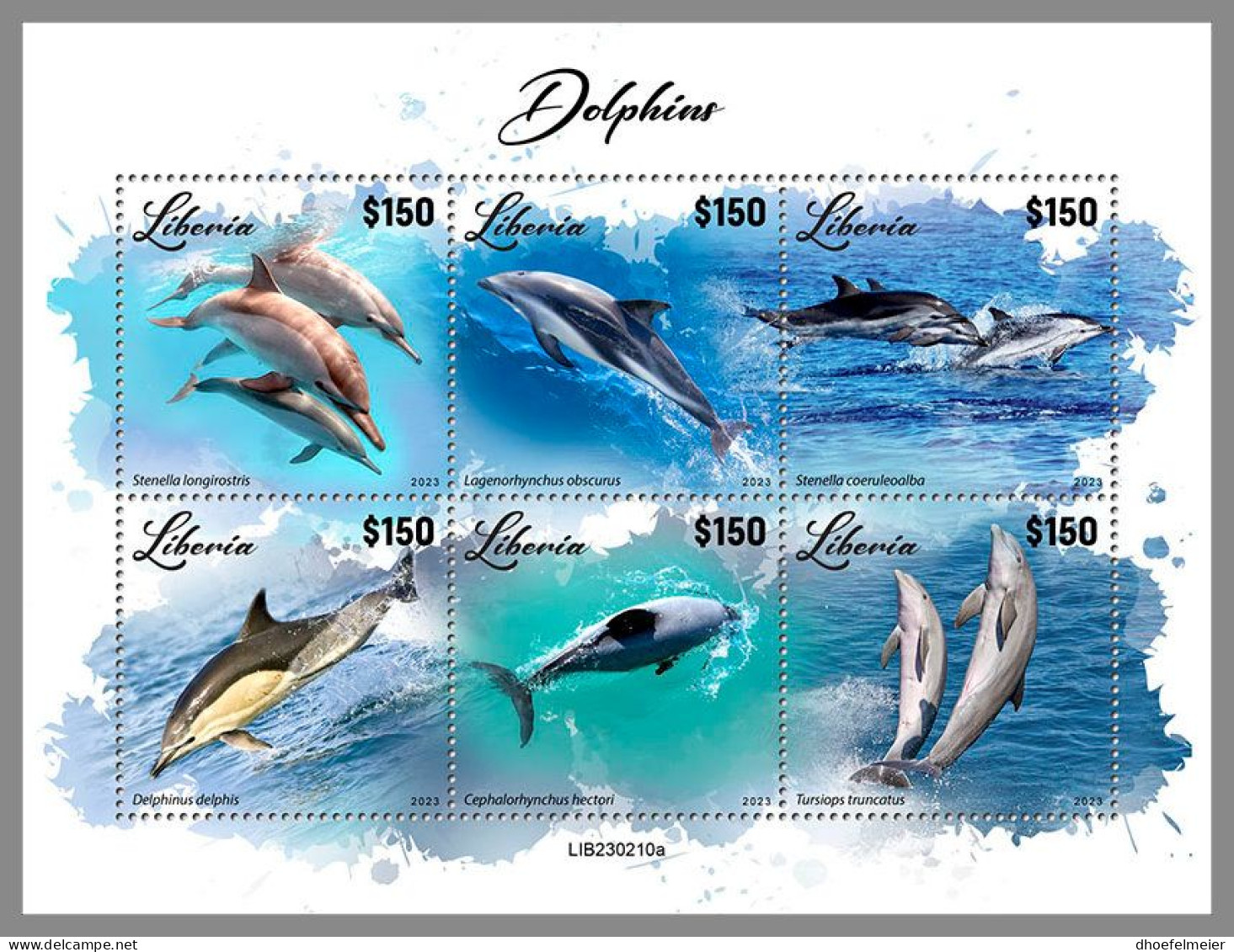 LIBERIA 2023 MNH Dolphins Delphine M/S – OFFICIAL ISSUE – DHQ2417 - Delfines