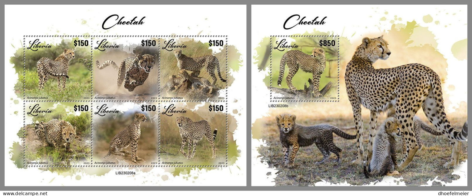 LIBERIA 2023 MNH Cheetah Geparden M/S+S/S – OFFICIAL ISSUE – DHQ2417 - Felinos