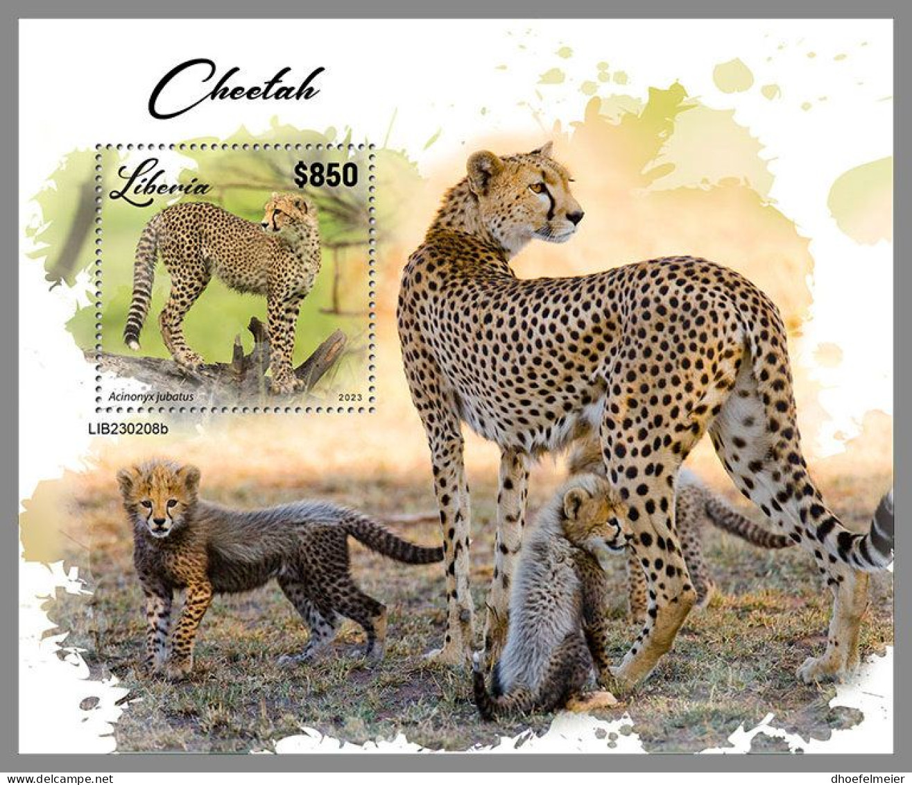 LIBERIA 2023 MNH Cheetah Geparden S/S – OFFICIAL ISSUE – DHQ2417 - Big Cats (cats Of Prey)