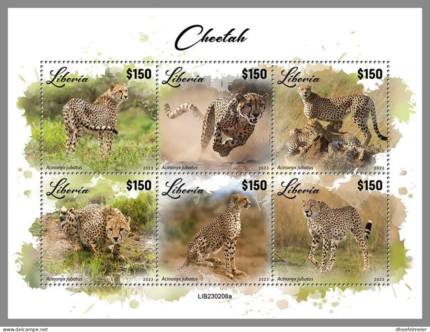 LIBERIA 2023 MNH Cheetah Geparden M/S – OFFICIAL ISSUE – DHQ2417 - Félins