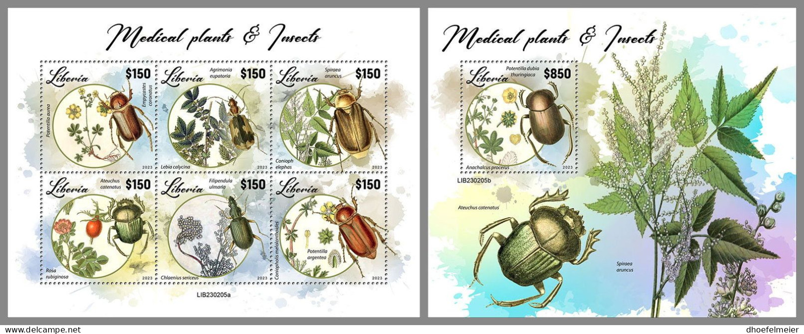 LIBERIA 2023 MNH Medical Plants Heilpflanzen Insects M/S+S/S – OFFICIAL ISSUE – DHQ2417 - Plantas Medicinales