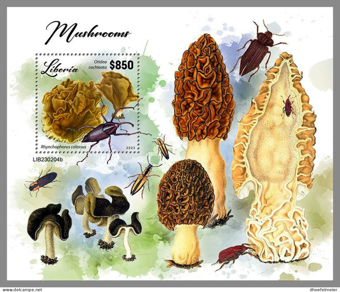LIBERIA 2023 MNH Mushrooms Pilze S/S – OFFICIAL ISSUE – DHQ2417 - Hongos