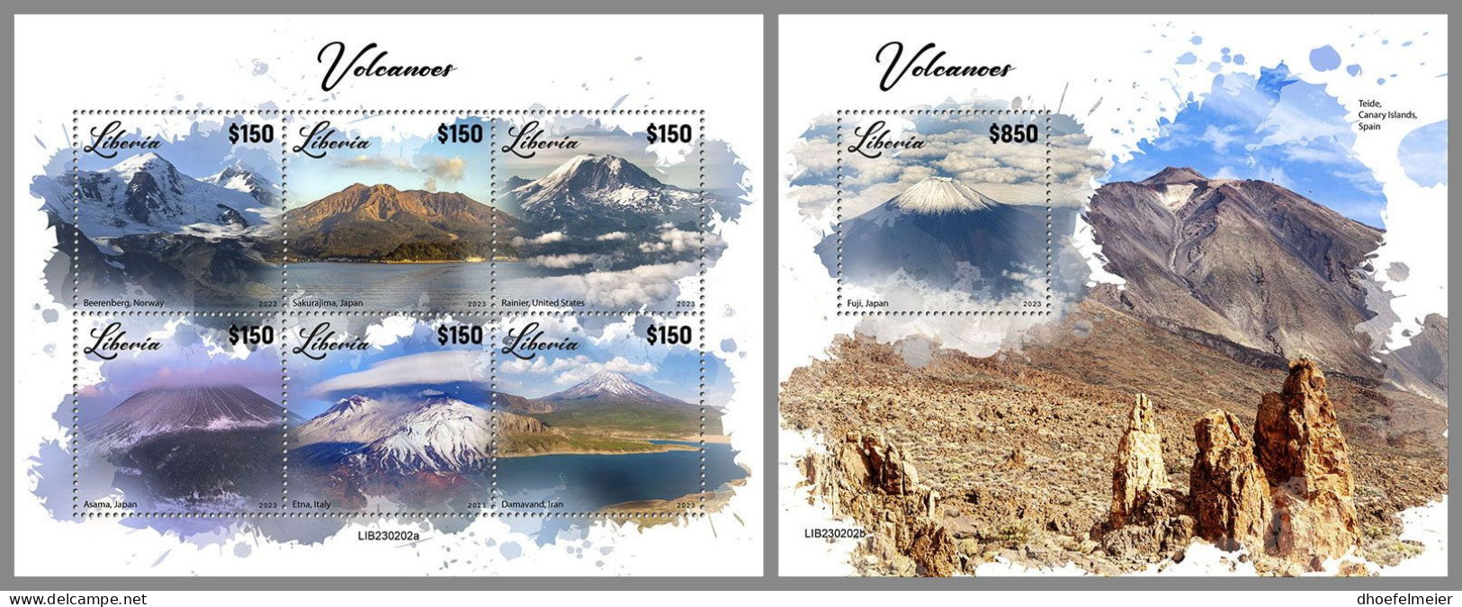 LIBERIA 2023 MNH Volvanoes Vulkane M/S+S/S – OFFICIAL ISSUE – DHQ2417 - Volcanes