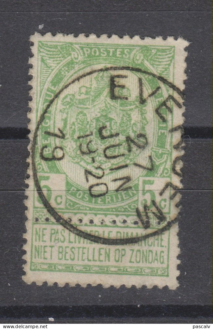 COB 56 Oblitération Centrale EVERGEM - 1893-1907 Coat Of Arms