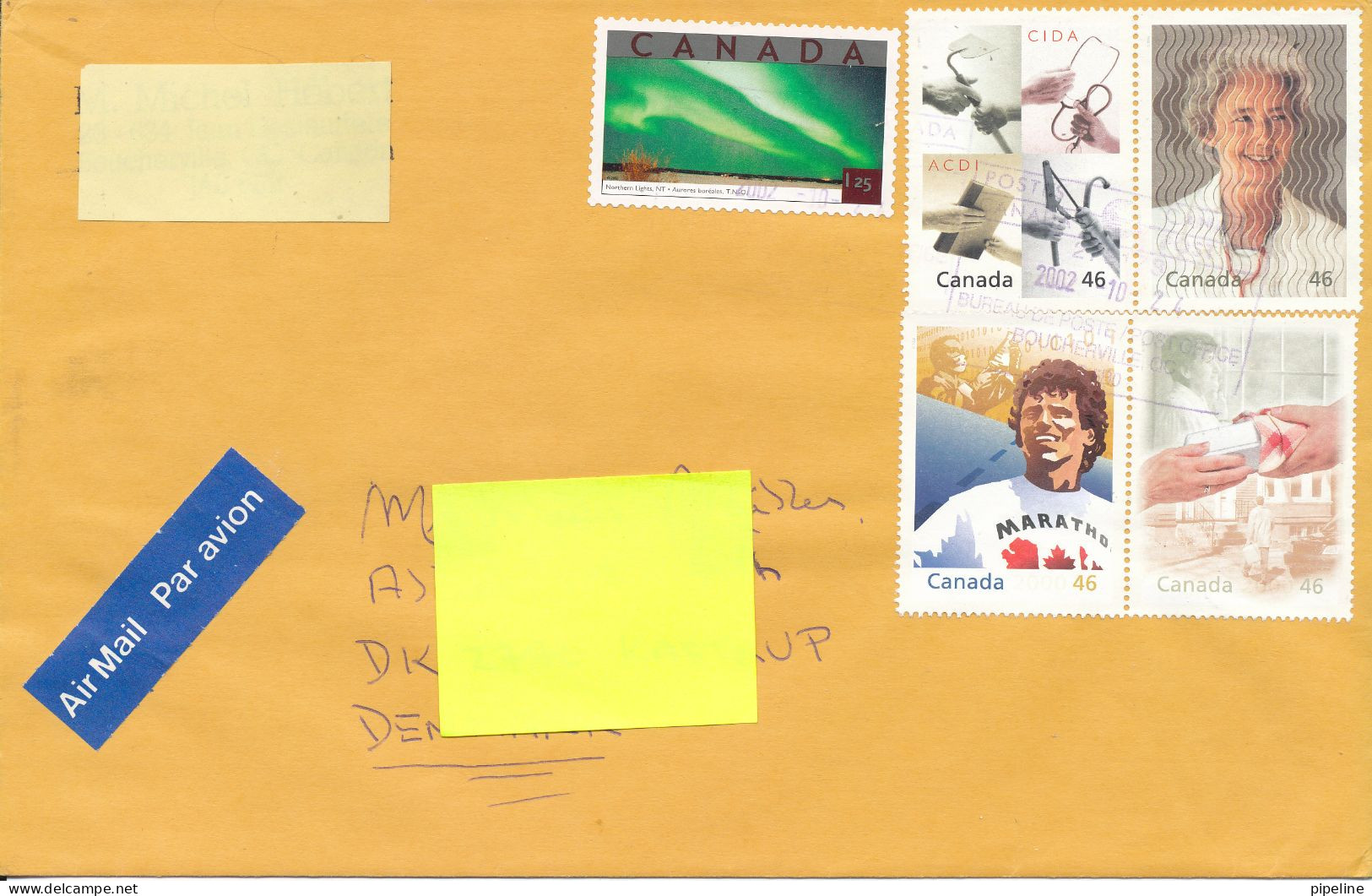 Canada Cover Sent Air Mail To Denmark 24-10-2002 Topic Stamps - Brieven En Documenten