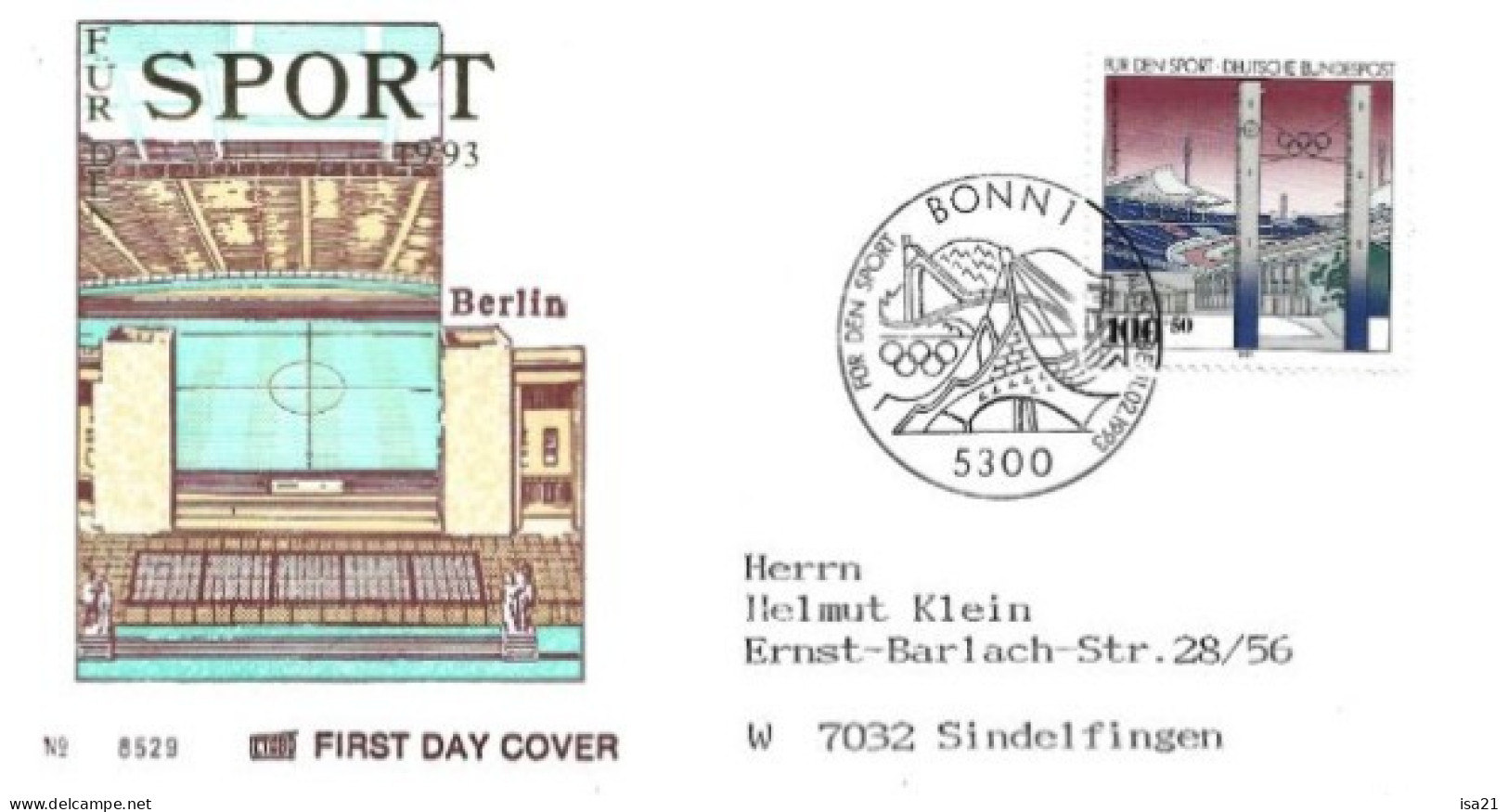 Allemagne: FIRST DAY COVER 1993: Für Den SPORT: Le Stade, Berlin. - 1991-2000