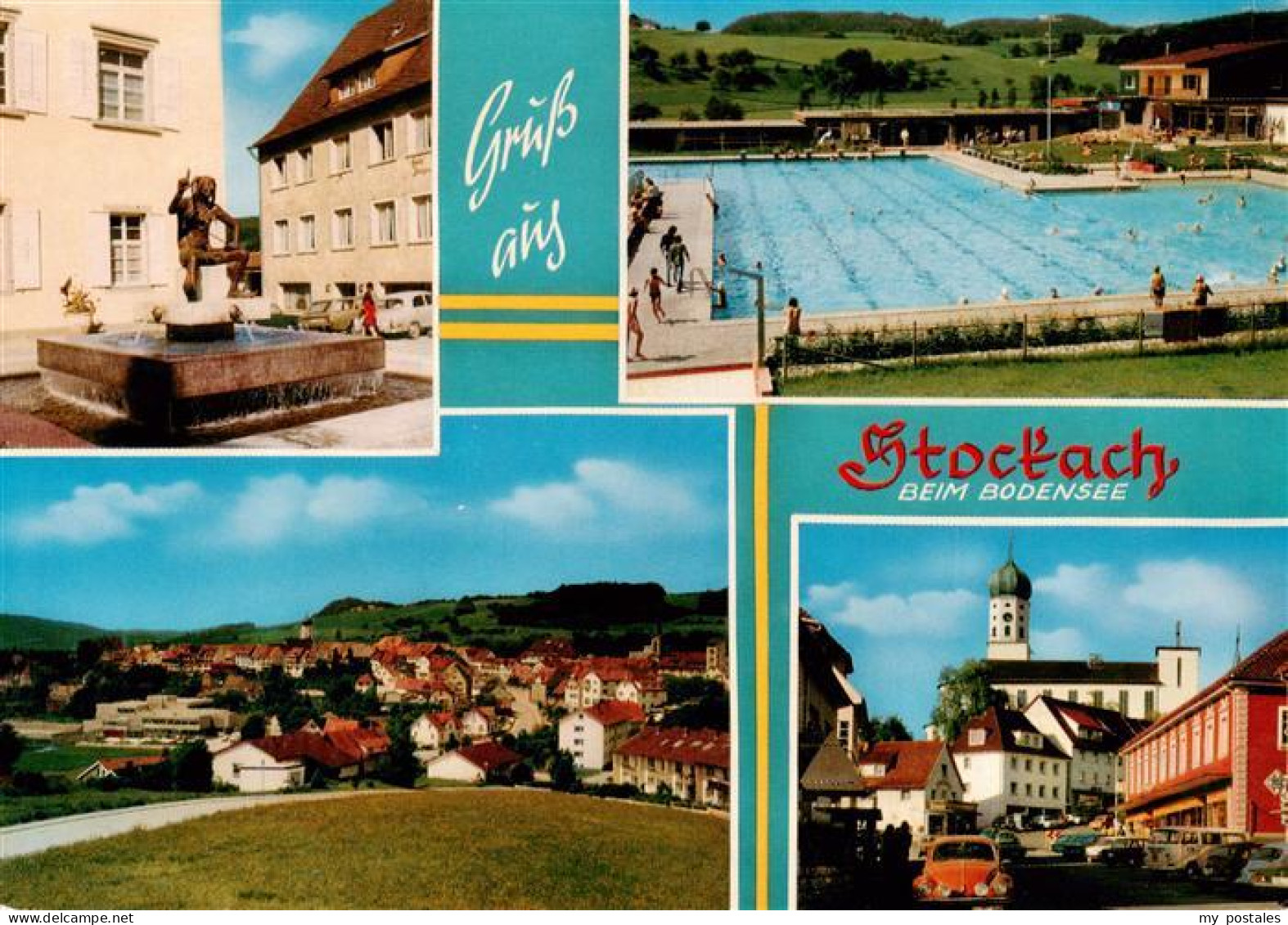 73887204 Stockach Bodensee Brunnen Schwimmbad Panorama Kirche Stockach Bodensee - Stockach