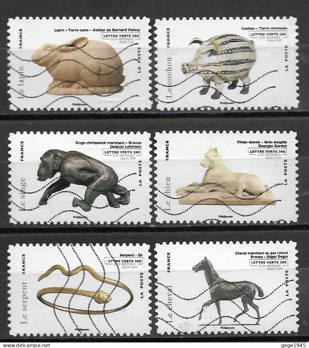 France 2013  Oblitéré Autoadhésif  N° 776 - 781 - 782 - 783 - 785 - 786 -   Les Animaux Dans L'art - Used Stamps