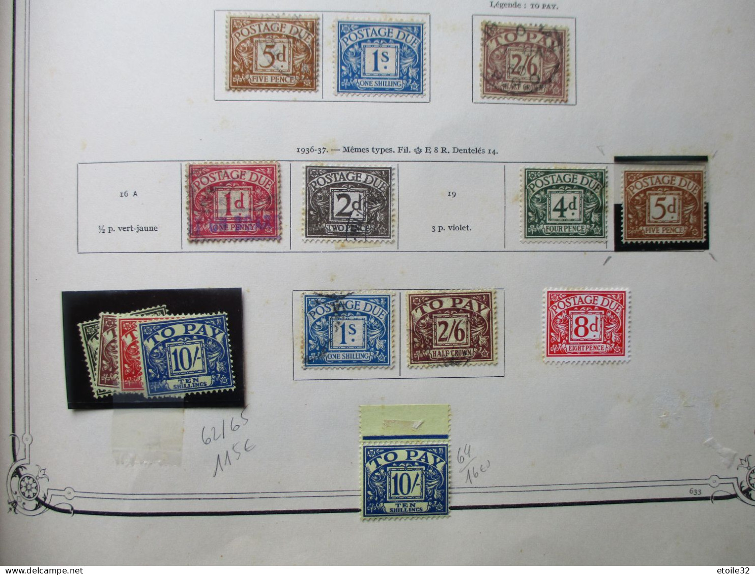 COLLECTION TIMBRES TAXES */ OBL Sérié N° 62/65 ** Mnh - Collezioni