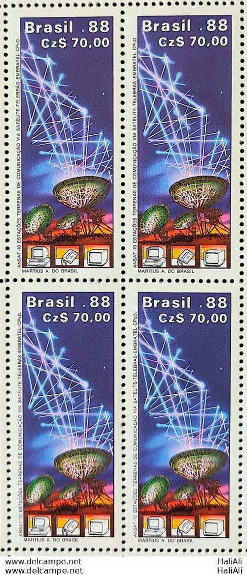 C 1617 Brazil Stamp Ansat 10 Communication Teles Embratel 1988 Block Of 4 - Ungebraucht