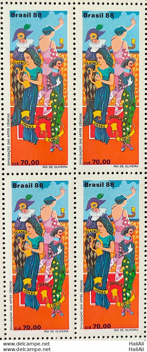 C 1618 Brazil Stamp Cenic Arts Theater Woman Nymph 1988 Block Of 4 - Ungebraucht