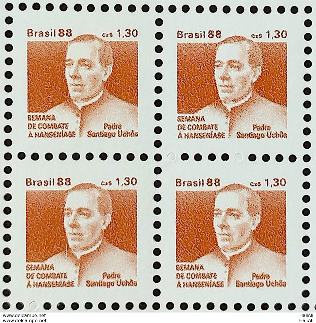 C 1606 Brazil Stamp Combat Against Hansen Hanseniasis Health Padre Uchoa Religion 1988 H25 Block Of 4 - Neufs