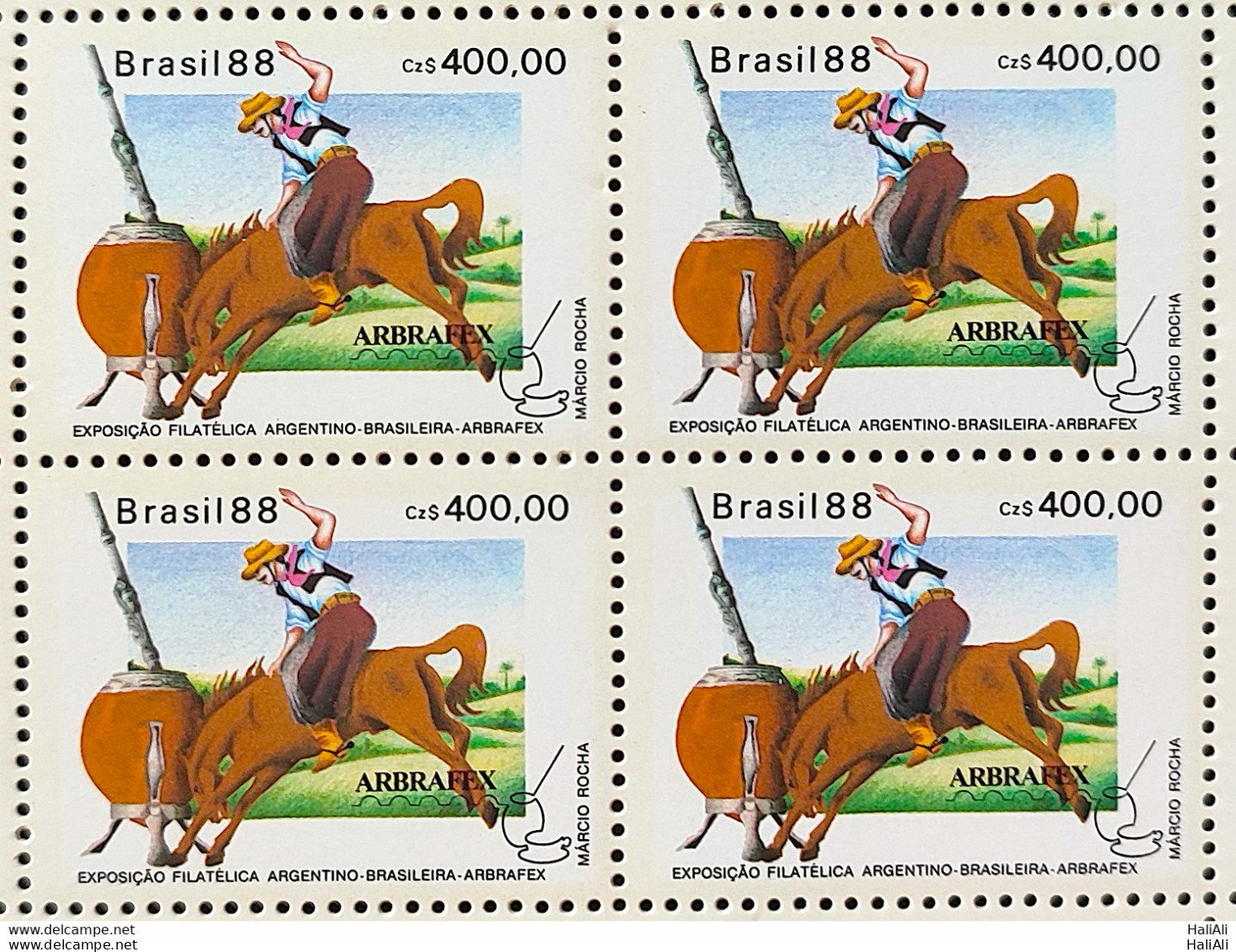 C 1607 Brazil Stamp Arbrafex Argentina Filatory Postal Service Horse 1988 Block Of 4 - Neufs