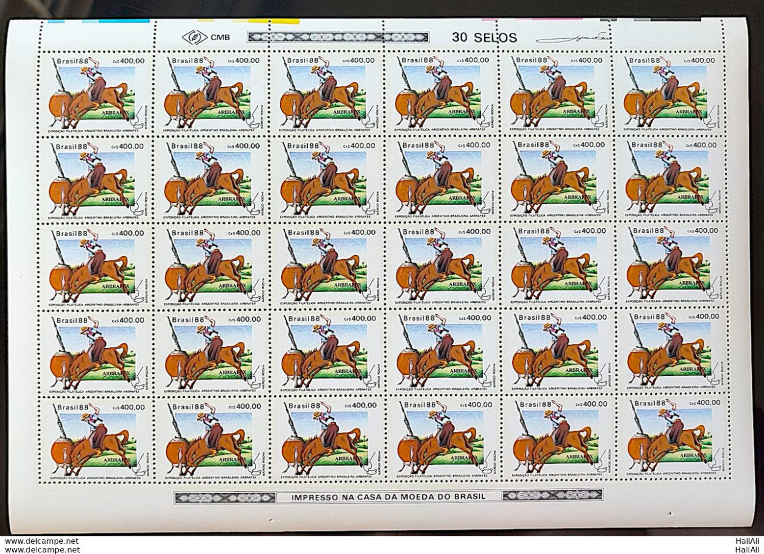 C 1607 Brazil Stamp Arbrafex Argentina Filatory Postal Service Horse 1988 Sheet - Ungebraucht