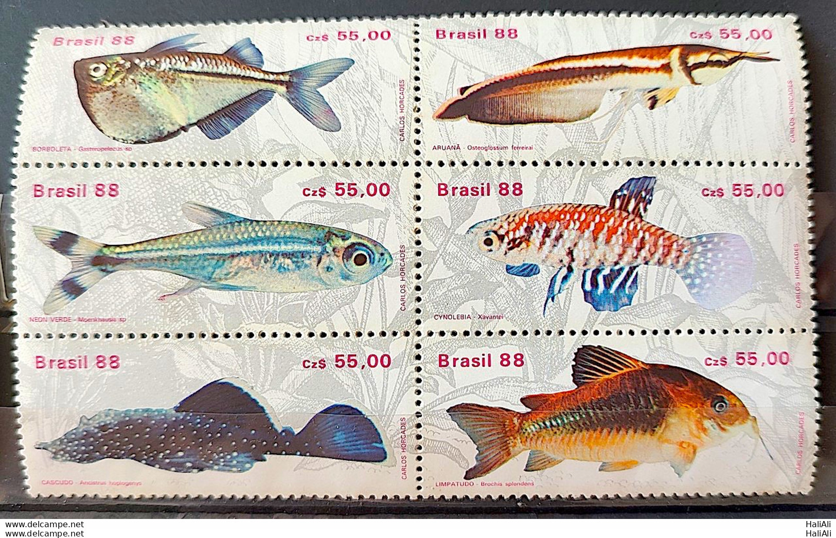 C 1608 Brazil Stamp Psychology And Aquariophilia Fish 1988 Complete Series - Ungebraucht