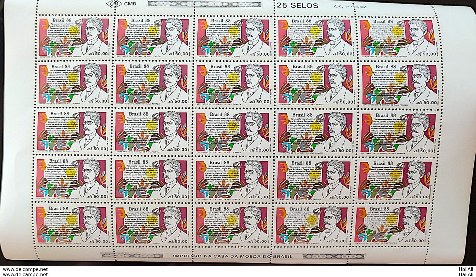 C 1601 Brazil Stamp Book Day Literature The Ateneu Raul Pompeii 1988 Sheet - Ungebraucht