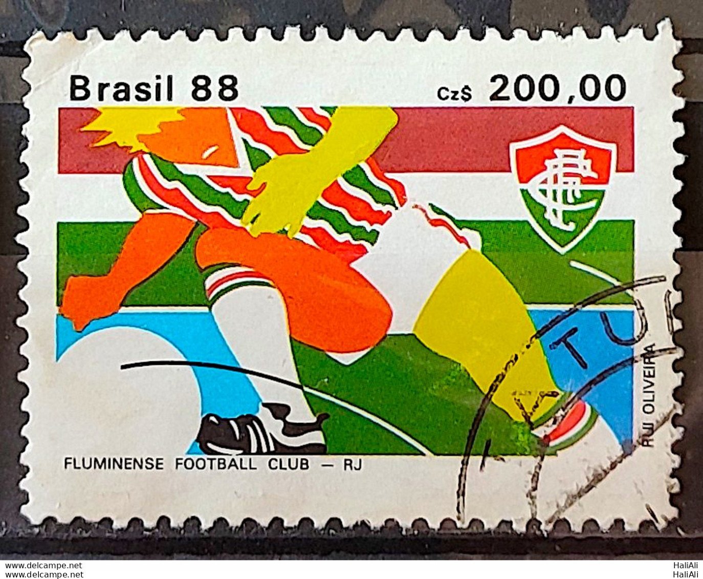 C 1599 Brazil Stamp Fluminense Soccer Clubs 1988 Circulated 1 - Usados