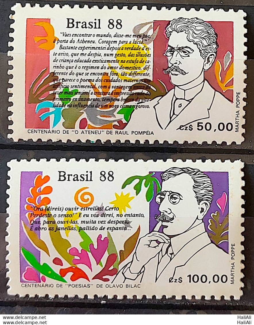 C 1601 Brazil Stamp Book Day Literature The Atenaeu Raul Pompeia Olavo Bilac 1988 Complete Series 1 - Ungebraucht