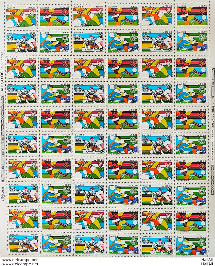 C 1596 Brazil Stamp Sport Clubs Sport Recife Coritiba Gremio Fluminense 1988 Sheet Complete Series - Ungebraucht