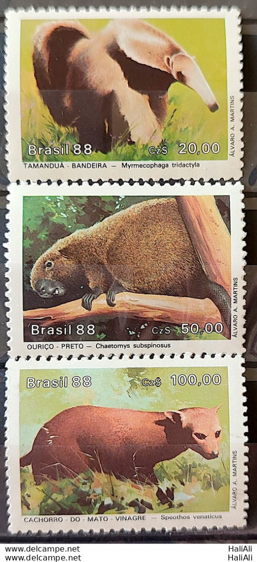 C 1591 Brazil Stamp Fauna Mammals In Extinction Anteater Black Hedgehog Mato Puppy 1988 Complete Series - Ungebraucht