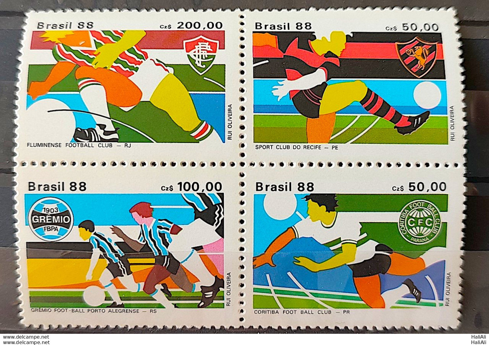 C 1596 Brazil Stamp Sport Clubs Sport Recife Coritiba Gremio Fluminense 1988 Complete Series 2 - Ungebraucht