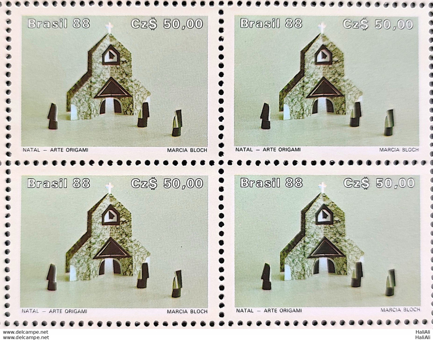 C 1603 Brazil Stamp Christmas Religion Church Jesus Santa Claus 1988 Block Of 4 Complete Series - Ungebraucht