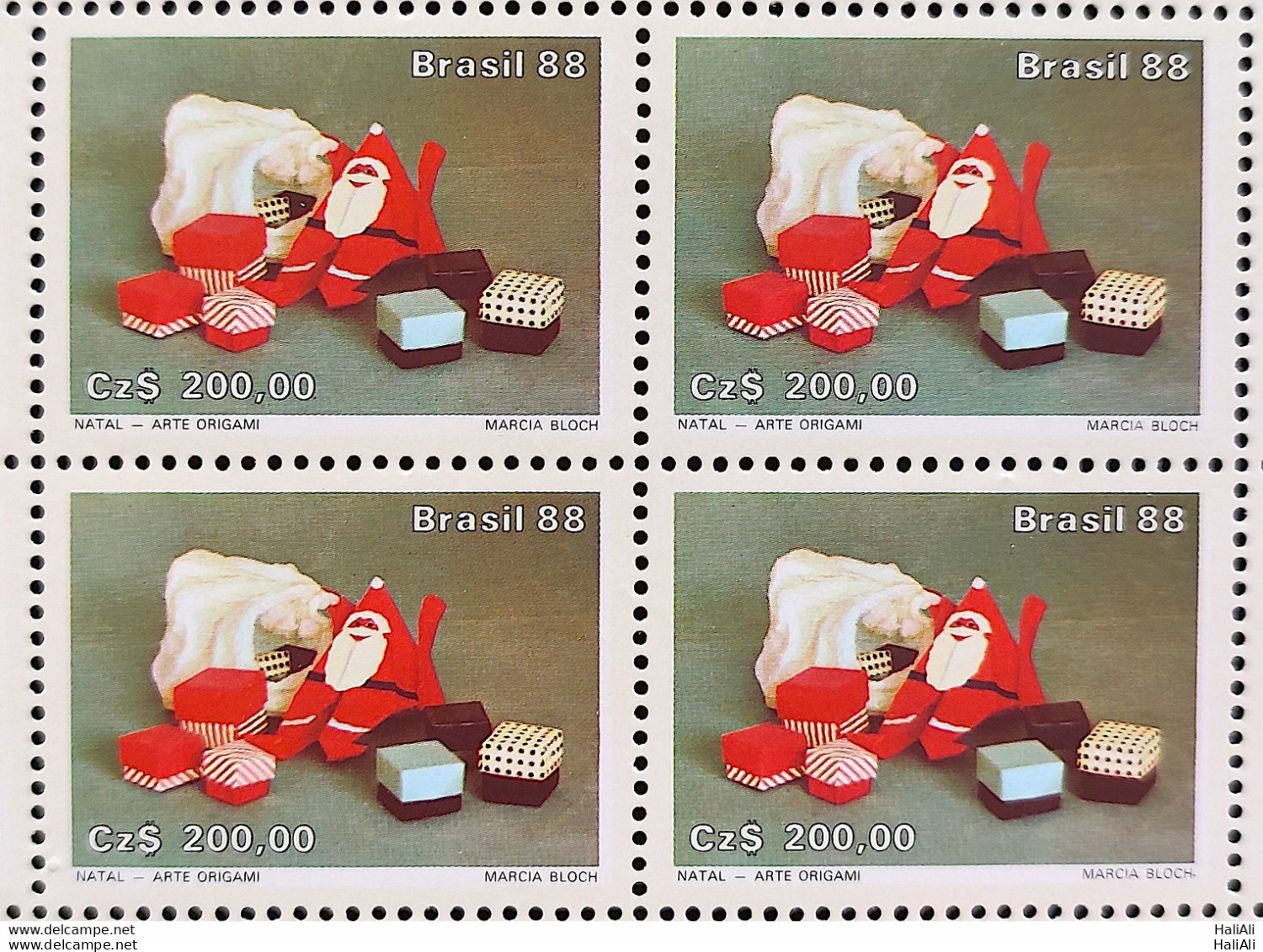 C 1603 Brazil Stamp Christmas Religion Church Jesus Santa Claus 1988 Block Of 4 Complete Series - Ungebraucht