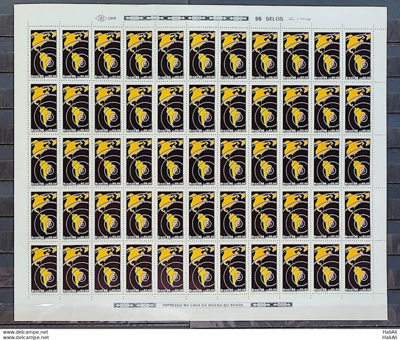 C 1588 Brazil Stamp Telecom Telecommunications Communication Map 1988 Sheet - Unused Stamps