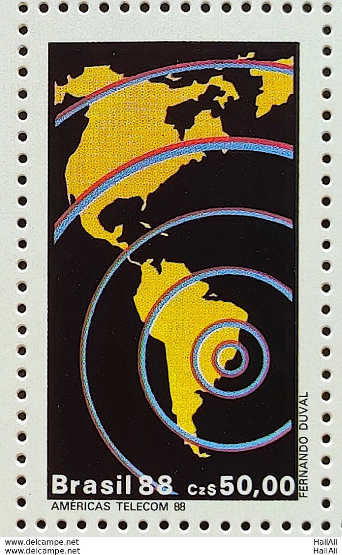 C 1588 Brazil Stamp Telecom Telecommunications Communication Map 1988 - Ungebraucht
