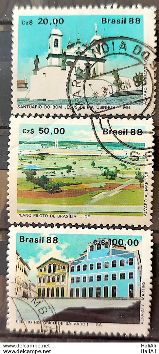 C 1585 Brazil Stamp Lubrapex Portugal Church 1988 Complete Series Circulated 1 - Gebruikt