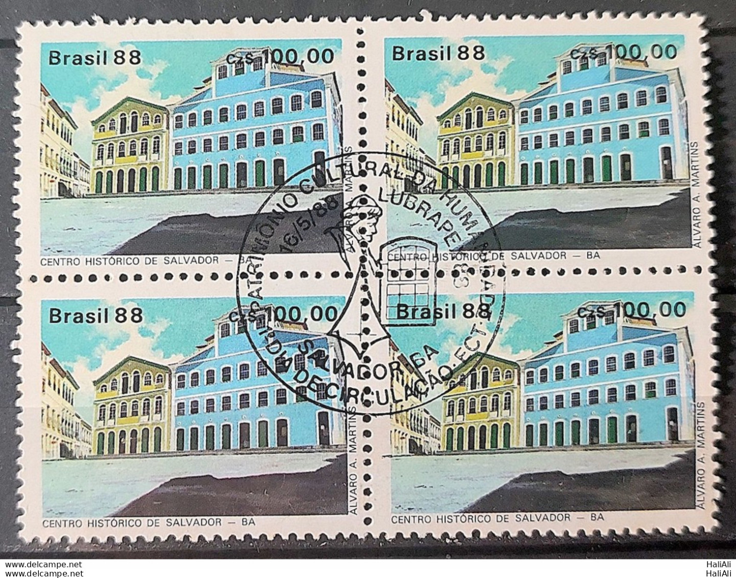 C 1587 Brazil Stamp Lubrapex Portugal Bahia Historic Center Jorge Amado's House 1988 Block Of 4 CBC BA - Unused Stamps