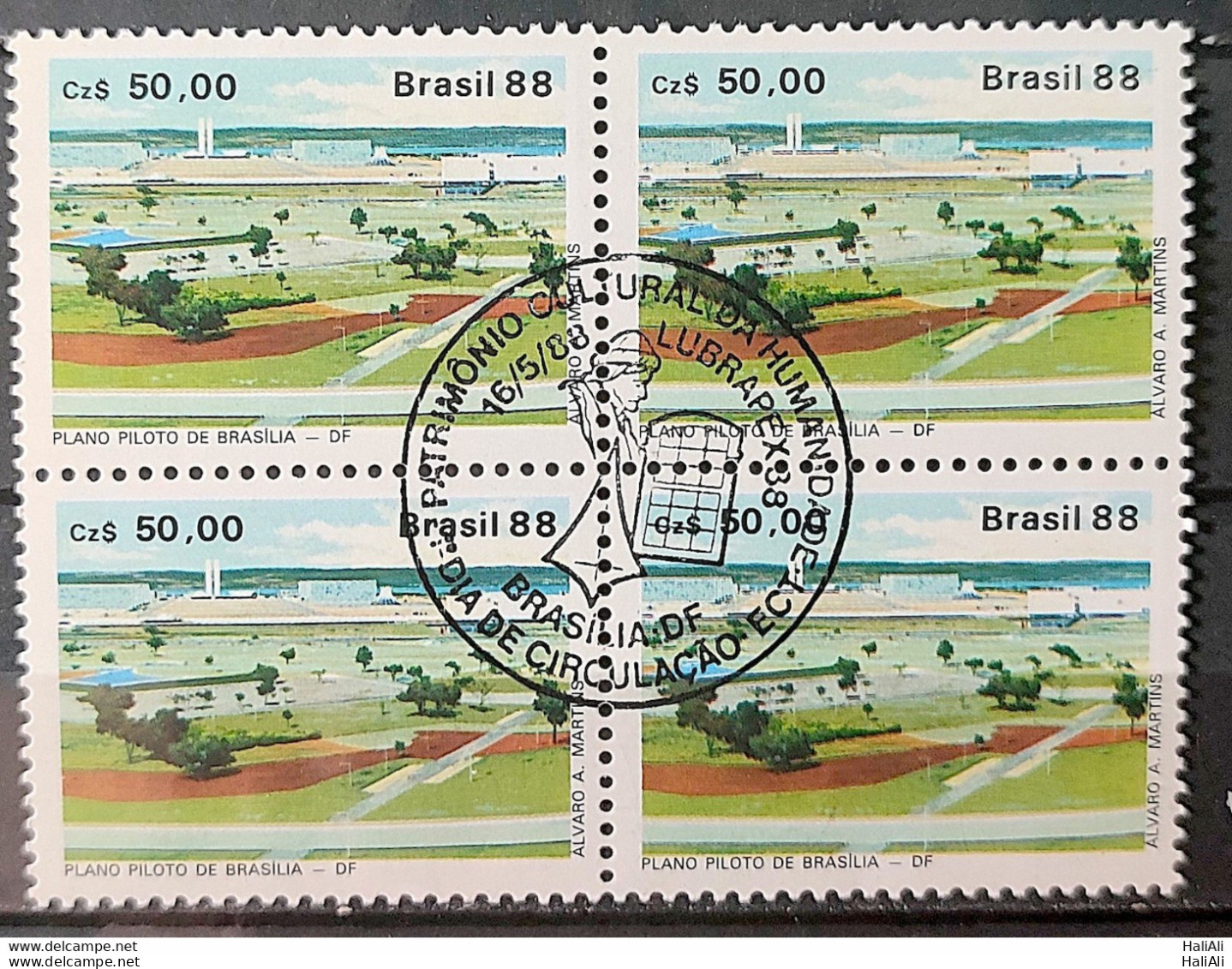 C 1586 Brazil Stamp Lubrapex Portugal Brasilia Plano Piloto 1988 Block Of 4 CBC DF - Unused Stamps