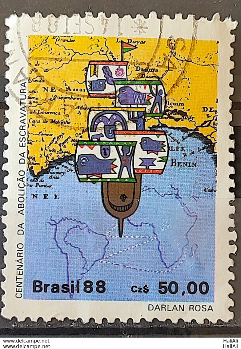 C 1584 Brazil Stamp 100 Years Abolition Of Slavery Ship Ship 1988 Circulated 7 - Oblitérés
