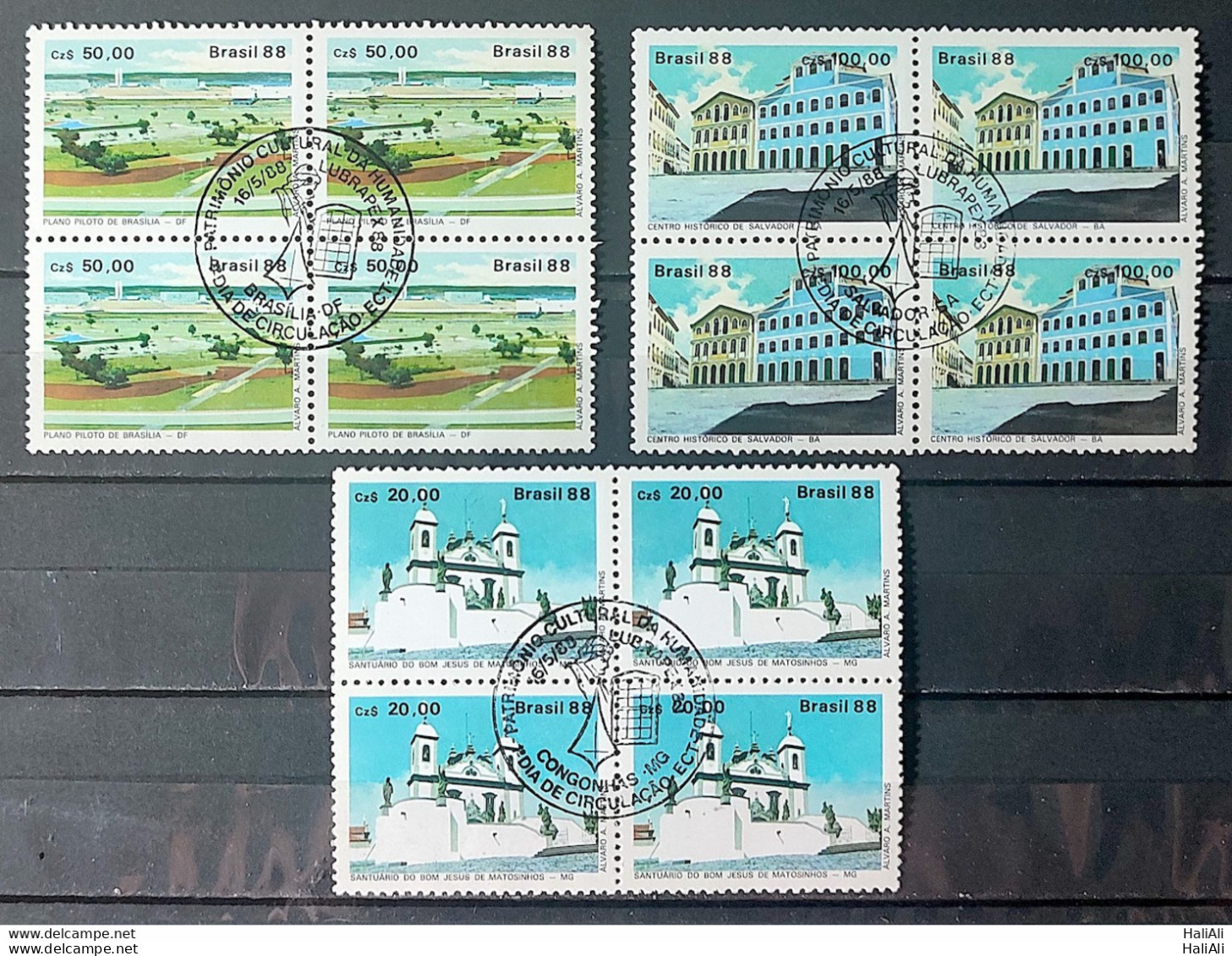 C 1585 Brazil Stamp Lubrapex Portugal Jorge Amado Brasilia 1988 Block Of 4 CBC MG DF BA Full Series - Neufs