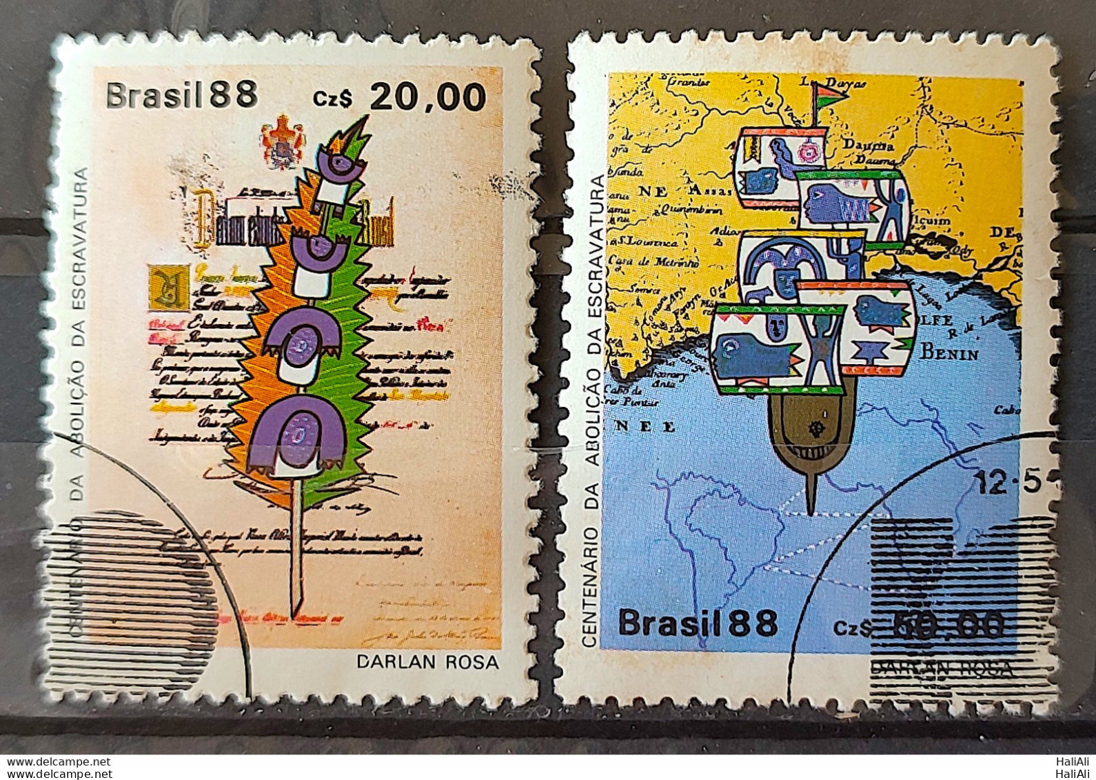 C 1583 Brazil Stamp 100 Years Abolition Of Slavery Law Aurea Ship Slave 1988 Complete Series Circulated 4 - Gebruikt